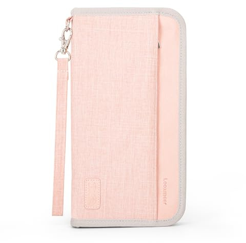 Looxmeer Reisepass Tasche Familie Reisepasshülle mit RFID-Blocker, Wasserdicht Reiseorganizer, Travel Organizer Damen Herren für Reisedokumente kreditkarten Tickets Ausweis, Rosa
