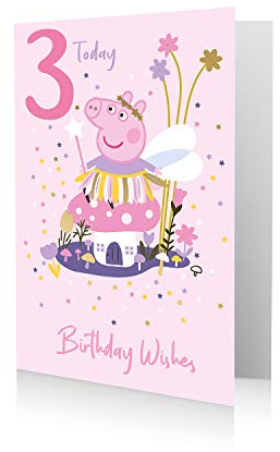 Danilo Promotions LTD Peppa Pig 3. Geburtstag Karte - Offiziell Peppa Pig 3 Jahre Geburtstagskarte für Mädchen