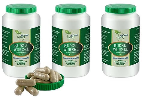 VITA IDEAL Vegan® Kudzu - Wurzel 3x 360 Kapseln - Pueraria lobata - Tagesportion 900mg Kudzuwurzel reines Pulver. Natürlich, pflanzlich und ohne Zusatzstoffe, original von VITAIDEAL.