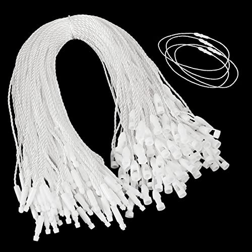 Shappy 100 Stück Weiß Nylon Schnur mit Schnappverschluss für Preis Etikette | Einweg Schnur, Sicherheit Etikette Befestigung, Haken Krawatte für Hängen Tags