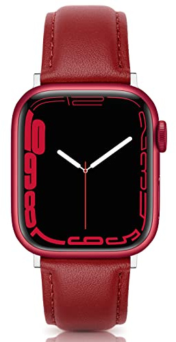 Tuocal Bracelet en cuir véritable compatible avec Apple Watch 38 mm, 40 mm, 41 mm, 42 mm (Series 10) - Bracelet de rechange en cuir souple et élégant pour iWatch Series 10 9 8 7 6 5 4 3 2 1 SE Sports