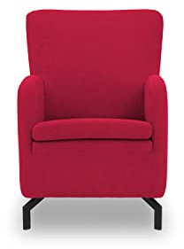 DOMO. collection Sessel Franca, hohe Rückenlehne, rot | Sessel mit hoher Rückenlehne und Metallfüßen, eleganter Armsessel, 68 x 82 x 93 cm (BxTxH)
