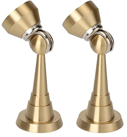 FREEDL Türstopper Magnetisch Messing Antik Türfeststeller Magnet Wandmontage Türhalter mit Montierten Schrauben Door Stop für kein Verklemmen oder Schlagen von Türen an Wände, Gold, 2Pcs