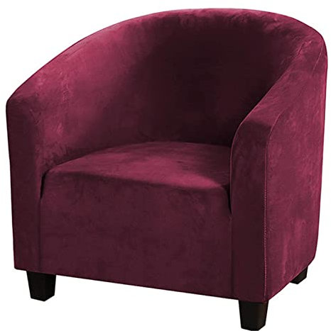 YOPOIY Luxus Velvet Club Chair Schonbezug Weich Sesselhusse Stretch Sesselbezug rutschfest Möbelschutz für Wohnzimmer Bartheke -rot