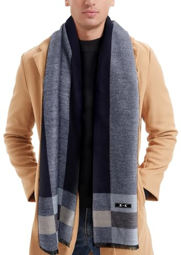ECOMBOS Mens Scarf - Winter Scarf for Men Tartan Warm Plaid Long Scarves Classical Cashmere-like Knitted Scarf Shawl Neck Wrap