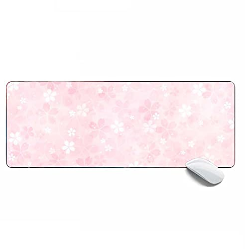 Pinkes Mauspad mit Kirschblüten - Großes Gaming-Mauspad für Mädchen, Verlängertes XL-Schreibtischunterlage, 80 x 30 x 0,3 cm