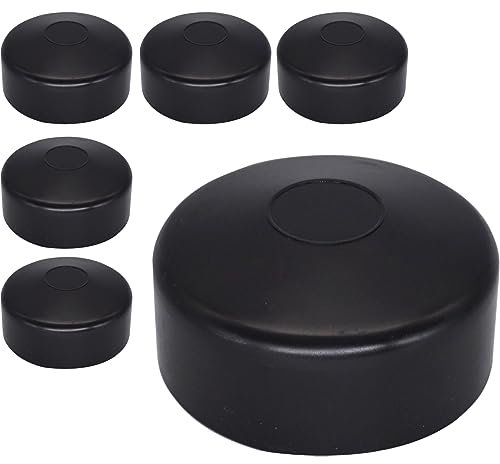 SKIR'CO (6 pcs) Fence Post Caps, Round 76 mm Black Plastic Caps for Round Fence Posts, Fence Post Covers, Black RAL 9005 Colour