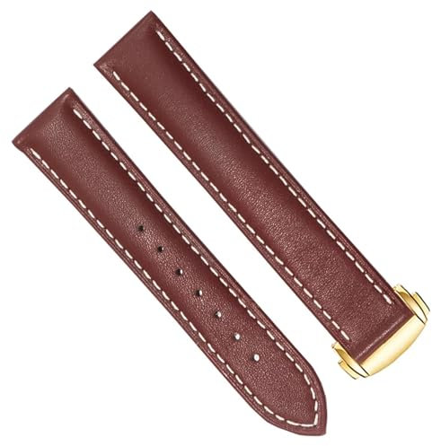 AXPTI Echtes Leder Armband für Omega 300/150 Schwarz Braun Uhrenarmband Faltschließe Zubehör Handschlaufe, 20 mm, Achat