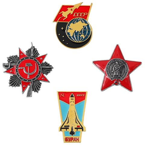 4 Piezas Broche, Pin Rstrella Dímbolo, Rstrella Hoz y Martillo Emblema, para Ropa Bolsas Chaquetas Accesorios de Joyería