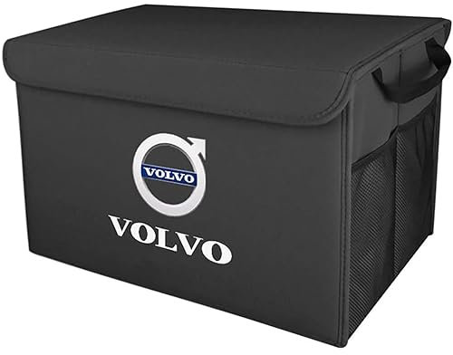 RIDELF Kofferraum Organizer Auto für Volvo XC60 C30 C70 S80 S90 V40 V60 V90, Kofferraumtasche Aufbewahrung wasserdichte Tragbare Faltbare Kofferraum Box Rutschfester Boden mit Fächern,Black