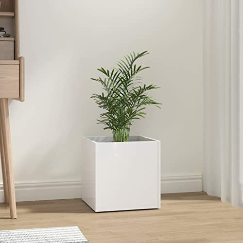 BaraSh Jardinière Blanc Brillant 40x40x40 cm Bois d'ingénierie,Jardiniere sur Pieds,Jardiniere Terrasse