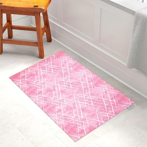 renoazul® Abstract Non Slip Large Door Mat, Amor Pink - 60 x 110 cm - Low Pile Rug For Home Entrance, Kitchen Mat And Bedroom Rug Living Room.