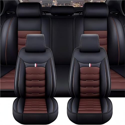 ULLIAN Sitzbezüge Leder für Ford Ranger Wildtrak 2016-2023, Allwetter wasserdichte Autositzschoner, Abnehmbares Leder Autositzbezüge, Autozubehör, C/Black-Coffee