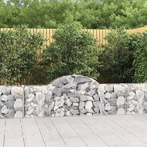 LAPOOH Gabionen mit Hochbogen 4 STK Gabionenkörbe, Gabionen Hochbeet, Steinkorb, Gabionengitter, Drahtkorb Für Pflanzen, Kräuterspirale Für Garten, 200x30x60/80 cm Verzinktes Eisen