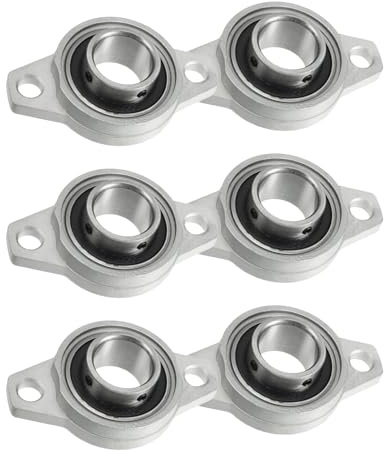 6 Pezzi FLN005 Supporto Cuscinetti Autoallineanti, Cuscinetti a Sfera con Blocco di Supporto, Rhombic Flangia Cuscinetti Foro Orizzontale in Lega di Zinco per Macchinari di Trasporto (25mm/0.98’’)