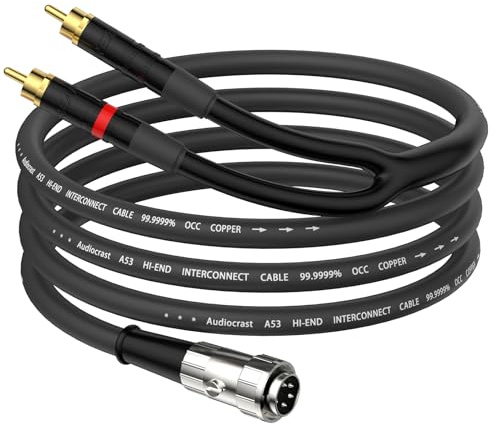 Tertullus Naim 4 Pin Din to 2 x RCA Phono Plugs Stereo Cable Twist Lock Pure OFC (4 Pin Din To RCA, 1.5M)