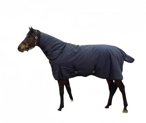 Winter-Pferdedecken aus Baumwolle 900D: Ultimativer Schutz mit integrierter Wetterfestigkeit, Haltbarkeit und abnehmbaren Funktionen(Black,(145cm Rückenlänge))