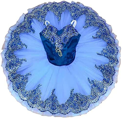 WNRLL BallettTutu Kostüm Leibchen Trikot Tanzkleidung Spitze Pailletten Schwan Ballett Tutu Rock,Blau,4XL