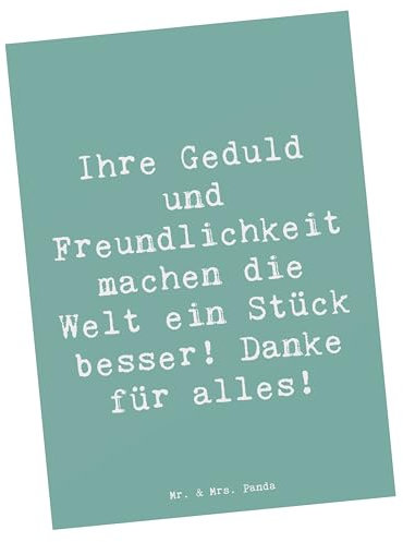 Mr. & Mrs. Panda Ansichtskarte Spruch Erzieher-Dank - Geschenk, Postkarte, Danke sagen, Bedanken, Freundschaft, Postkarten, Engagement, Grußkarte, Geduld, Fotokarte, Ansichtskarten, Dankeschön
