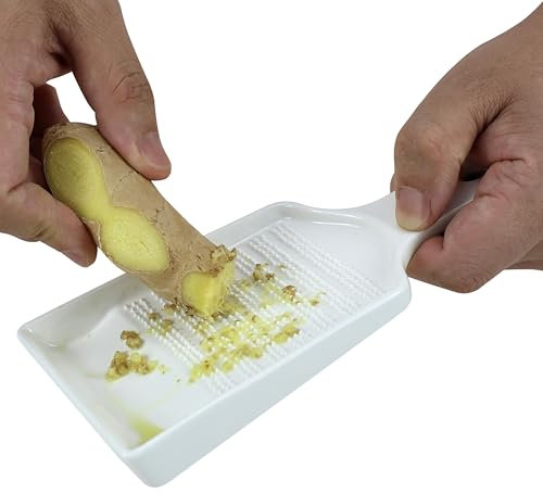 EIKS Ceramics Grater Plate for Ginger Garlic Wasabi Daikon Fruits Root Vegetable Cooking Preparation (Spade-shaped)