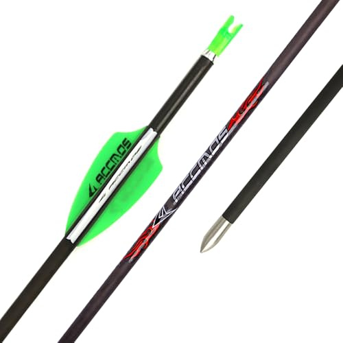 PHILOCS 12Stück Grüne Weiße Feder Jagd Praxis Pfeil Spine 300 350 400 500 600 700 800 900 ID 4,2 mm für Recurve-Bogen Compound-Bögen Bogenschießen (Spine 800, 29inch)
