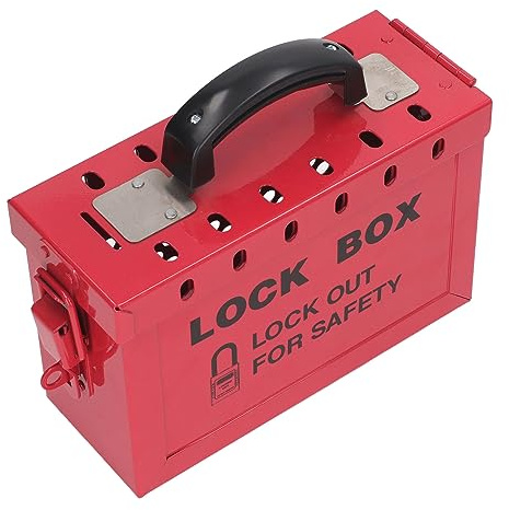 Ausla Cassetta Sicurezza Portatile Acciaio 12 Lucchetti | Serratura LOTO, maniglia ergonomica, portatile e resistente