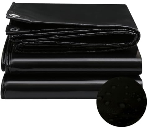 Bâche de Protection à Œillets 1.2 x 1.2 m Étanche, Résistante Aux UV, Indéchirable, sur Mesure Couverture Universelle Contre La Pluie pour Serre Jardin Pergola Piscine, Noir