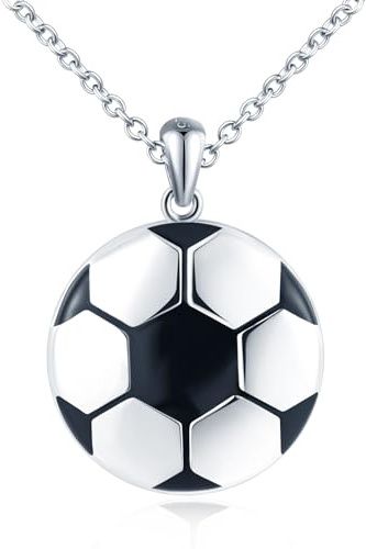 VIKILEE Fußball Foto Kette Silber 925 mit Bild: Halskette Herren Damen Mode Medaillon zum Öffnen für Bilder-Kampagnen Anhänger Ketten Schmuck-Personalisierte Geschenk für Männer Frauen Freund Sportler