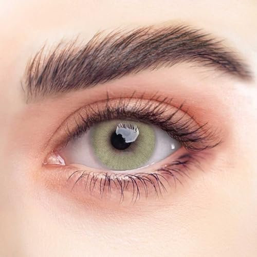 REHLEIN farbige Kontaktlinsen - APFELGRÜN - 2 Stk. inkl. gratis Behälter - grüne Kontaktlinsen - farbige Monatslinsen - natürliches Design - hohe Deckkraft (APFELGRÜN, 1 Paar (2 Stück), -2.50)