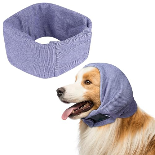 Aomig Ohrenschützer für Hunde Hundemütze Haustier Hunde Gehörschutz Verstellbare Ohrenklappe für Hunde mit Stretchbändern Hund Kopfwickel Hals Wärmer Hunde Ohrenschutz Gehörschutz für Hunde (Lila,L) | Ohrenschützer für Haustiere, Winterhut, Linderung von Angstzuständen