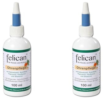 Feravet felican Ohrenpflege | Doppelpack | 2 x 100 ml | Kann zur reinigenden und wundheilenden Pflege der Ohren bei Hund und Katze beitragen