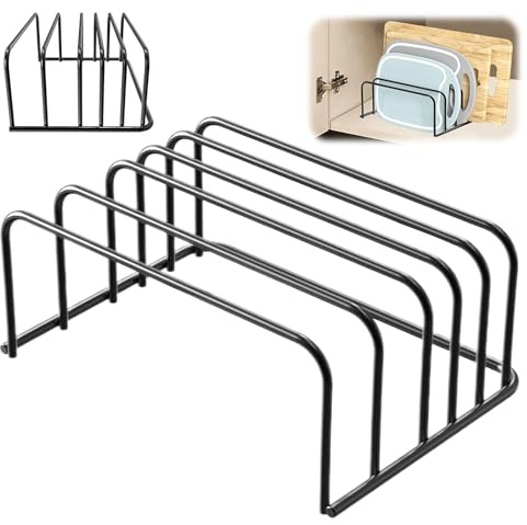 Chopping Board Holder Chopping Board Organiser Stand for 10 Boards, Black Chopping Board Rack Holder, Chopping Board Stand Holder for Breakfast Board, Frame Cutting Board Holder