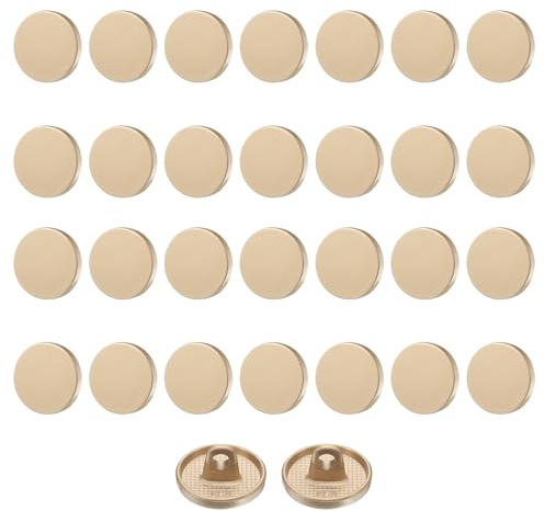 QUARKZMAN 30 Stück Knöpfe 12mm Metall Flache Buttons zum Annähen Runde Bastelknöpfe für Bekleidung Hosen Mantel Jacken Blazer Hemd Anzüge Dekorieren Handwerk Selber Machen, Matt Gold