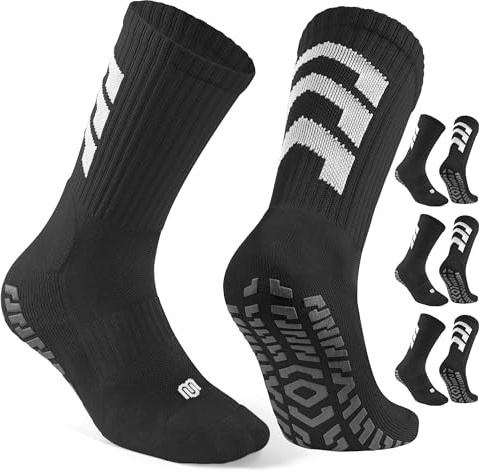 CLOSEMATE 3 Paires Chaussettes Antidérapantes Foot Homme Femme 35-38 39-42 43-46 Anti-Ampoules Résistantes Respirantes pour Sport Football Randonnée Pilates Running en Blanc Noir Gris Bleu Rouge