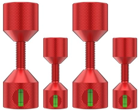 4Pcs Flange Aligners Set Aluminum Ergonomic 2 Hole Flange Alignment Pins with Built in Level for Mechanical Assemblies (Red)