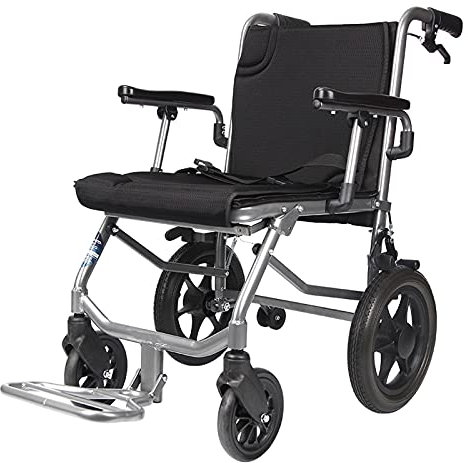 fauteuil roulant ﻿ Chaise de transport pliant avec des repose-pieds en fauteuil roulant pliant ultra-léger avec frein à main, fauteuil roulant de voyage adapté aux personnes âgées et aux enfants, 16.5