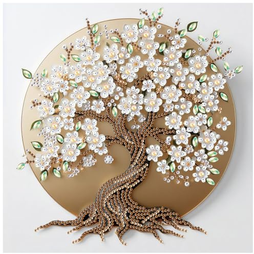 Sanjee Diamond Painting Kits Tree, 5D Special Shape Diamond Art Kits for Adults, Crystal Rhinestones Art Craft for Beginners DIY Home Wall Decor Gift, 12 × 12 Inches