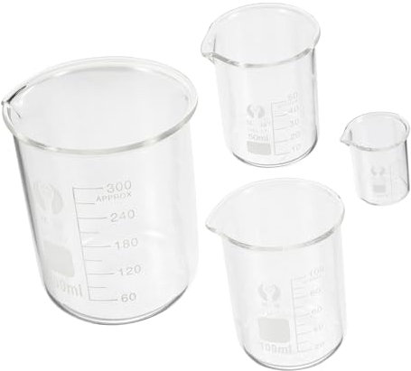 LABRIMP 4 Piezas Vaso Medidor De Vidrio Juego De Vasos De Precipitados Para Química De Laboratorio Capacidad Para Experimentos De Química Casa Escuela
