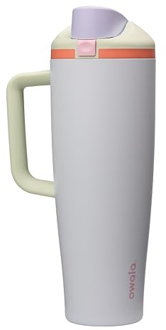 Owala FreeSip Tumbler Edelstahl-Trinkflasche, 1185ml, Beach House | Isolierter Edelstahl| Auslaufsicherer Deckel mit Drucktaste | Beidseitiges Gewinde – zum Trinken von links oder rechts