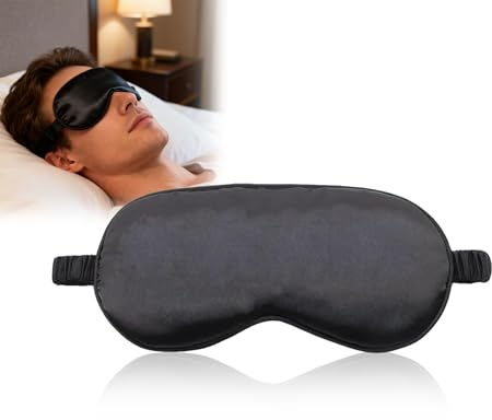 Galenecx Masques de Sommeil, Cache-Œil Fabriqué en Soie de Mûrier Naturelle, Élasticité Réglable Masque de Nuit, 100% Black-Out Masque de Sommeil Soie, pour Voyager, Dormir
