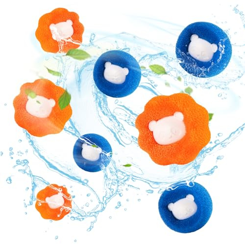 HomeGarden Tierhaarentferner Waschmaschine, 8 Pieces Wiederverwendbar Fusselentferner (Blau+Orange)