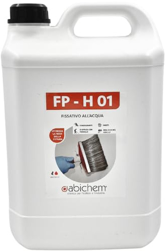 ABICHEM FP‑H 01 – Fissativo all’Acqua per Supporti Porosi e Sfarinanti | Primer Profondo che Ottimizza la Resa della Pittura su Gesso, Intonaco, Cartongesso, Cemento e Legno (5 Litri)