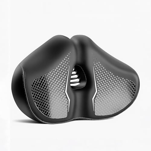 PFXGSHGGX Bike Seat Cushion for Haibike Flyon XDURO AllMtn 10 Trekking 5.0 AllMtn 6, Short-Nose Oversized Saddle, Shock-Absorbing Durable Leather, Breathable & Secure for Road & Mountain