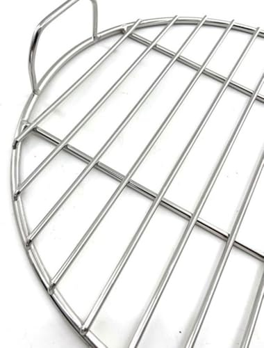 Oniissy Tapis de cuisson rond en acier inoxydable avec clip pour barbecue – 33 cm/35 cm/38 cm sans filet de cuisson pour barbecue en extérieur, passe au lave-vaisselle, argenté (33 cm)