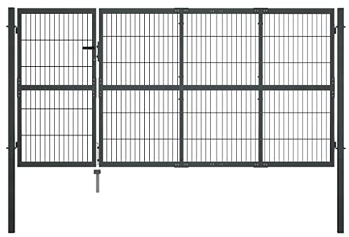 Gartentor Eingangstor,Gartentor mit Pfosten Stahl 350×120 cm Anthrazit für Terrasse Garten