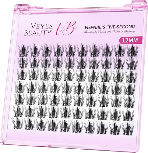 VEYESBEAUTY Wimpern Extensions Cluster Lash Extension Manga 12mm | Newbie's Five-Second Wimperncluster Ultradünnes Cluster Lashes Nahtlosen Übergang Wispy Fake Lashes Falsche Wimpern