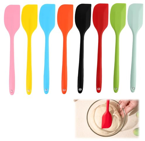 8PCS Spatule en Silicone, Pour Cuisine Et Patisserie Ustensiles Silicone Resistants A La Chaleur Spatule Raclette Anti Adhesive Non Toxique Pour Preparation Cuisson Et Melange