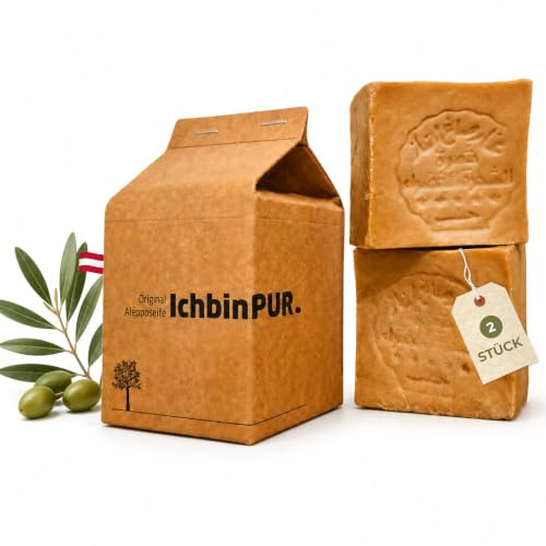 Original Alepposeife 2x150g Olivenöl Naturseife für Haut, Haar - IchbinPUR