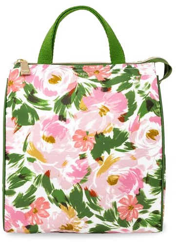kate spade new york Insulated Lunch Tote, Hidden Garden | Cute Insulated Soft Cooler Bag, Adult Lunch Box with Silver Thermal Interior Lining and Mesh Storage Pocket