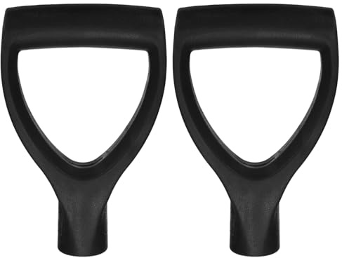 M METERXITY 2-Pack Shovel D Grip Handle, 28mm/1.1 Inch Inside Diameter Plastic D Shaped Grip Shovel Handle Replacement for Digging Raking Tools [Black]